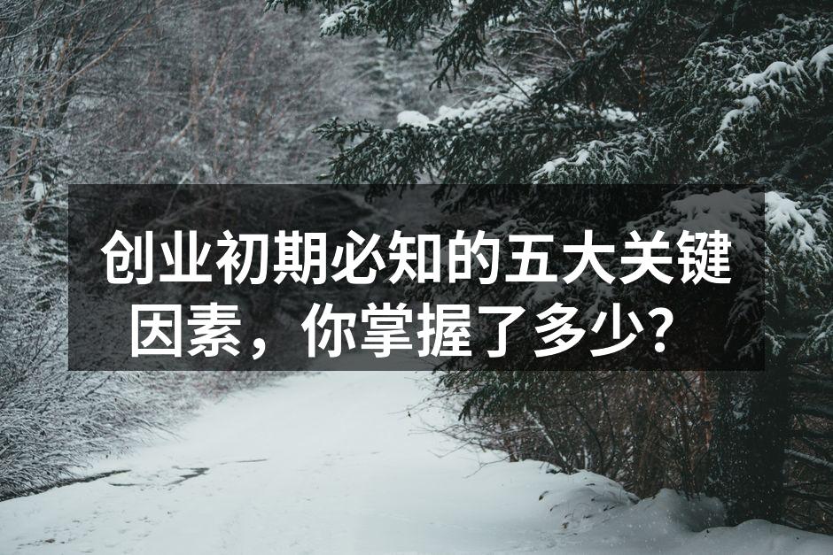 创业初期必知的五大关键因素，你掌握了多少？